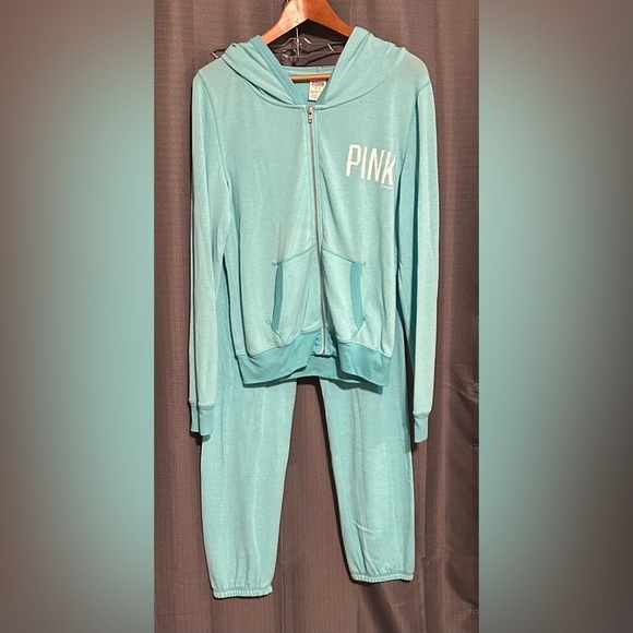 Pink Victoria’s Secret Light Blue Track Suit - Picture 1 of 9